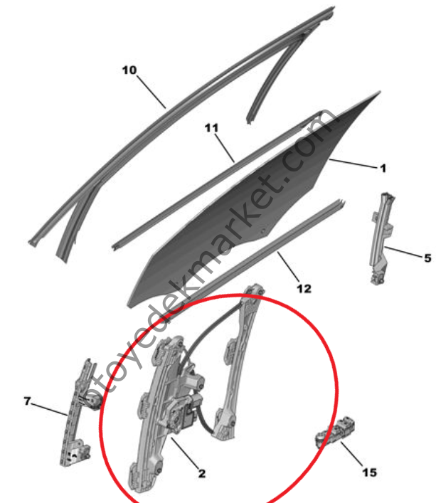 Citroen C4 (2021-2024) Sağ Ön Kapı Cam Kriko Mekanizması (Orijinal)
