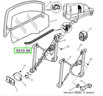 PEUGEOT PARTNER (1998-2002) SAĞ ÖN KAPI CAMI İÇ FİTİLİ (ORİJİNAL)
