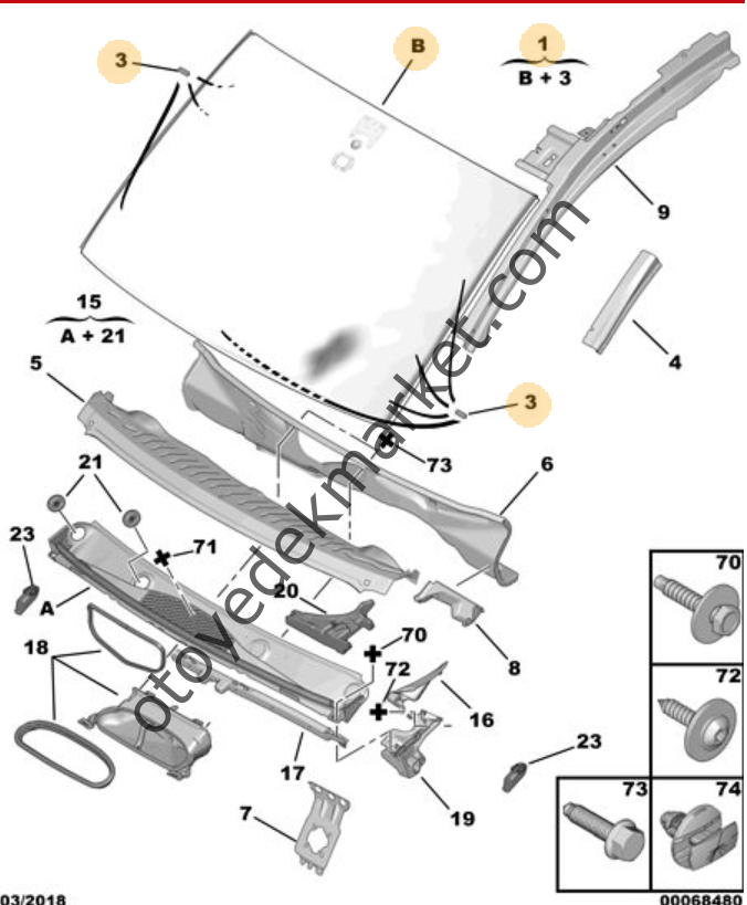 Peugeot Partner Tepee (2012-2018) ÖN CAM (ORJİNAL)