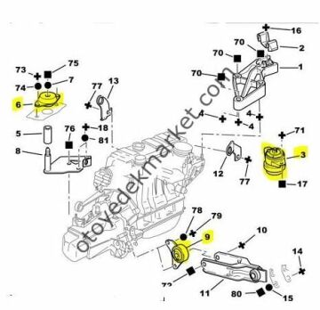 Peugeot 106 (1994-2002) 1.4-1.6 Komple Motor Takoz Seti (İthal)