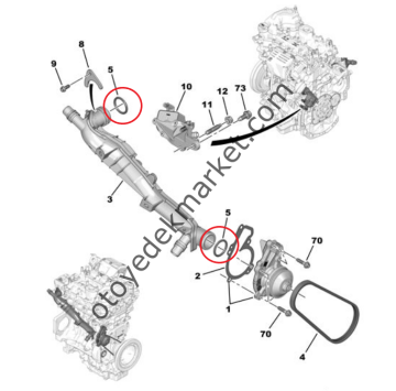 Peugeot 208 (2021-2024) 1.2 Turbo Benzinli Su Kollektör Borusu Contası (Orijinal)