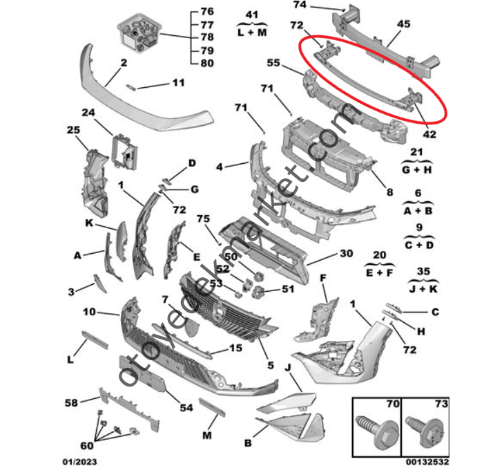 Peugeot 408 (2023-2024) Ön Tampon Darbe Emici Demiri (Orijinal)