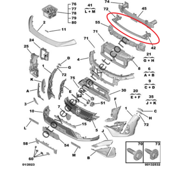 Peugeot 408 (2023-2024) Ön Tampon Darbe Emici Demiri (Orijinal)