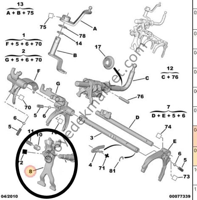 Peugeot 308 (2008-2014) Vites Çatal Tutucu (Orijinal)