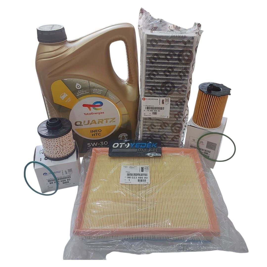 Peugeot 3008 (2016-2018) 1.6 BlueHdi Filtre Bakım Seti ve Total 5w30 HTC yağlı (Orijinal)