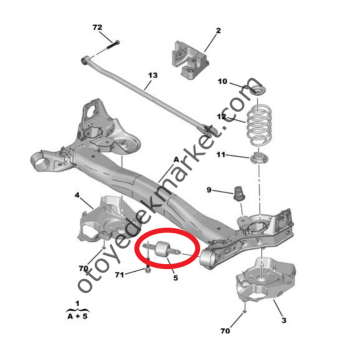 Peugeot 308 (2022-2023) Arka Dingil / Travers Lastik Burcu (Orijinal)