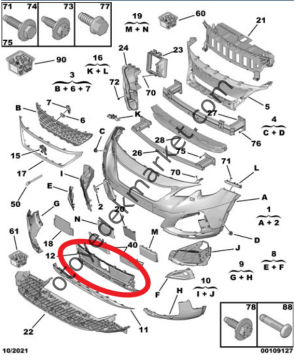 Peugeot 5008 (2017-2020) Ön Tampon Izgarası (Orijinal)