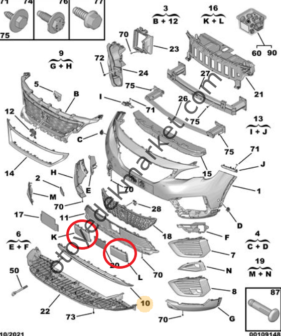 Peugeot 5008 (2017-2020) Ön Tampon Izgara Kapakları (Orijinal)