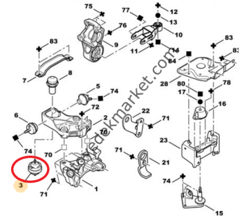 Peugeot 206 (2002-2010) 1.4 Hdi Sağ Motor Takozu / Yağlı Armut Kulak (İthal)