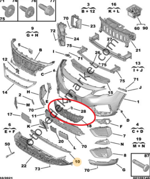 Peugeot 5008 (2017-2020) Ön Tampon Izgarası (Orijinal)
