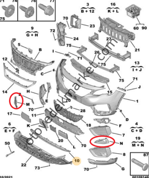 Peugeot 5008 (2017-2020) Ön Tampon Sis Far Çerçevesi (Orijinal)