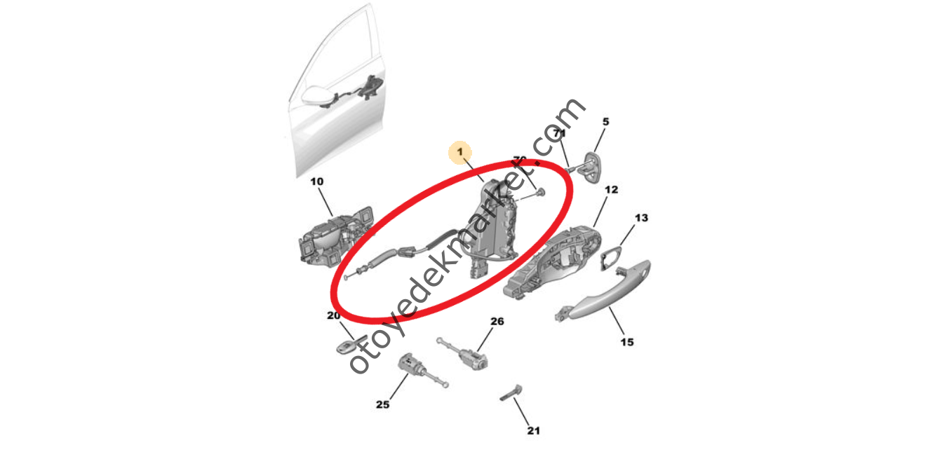 Peugeot 2008 (2020-2023) Sağ Ön Kapı Kilidi (Orijinal)