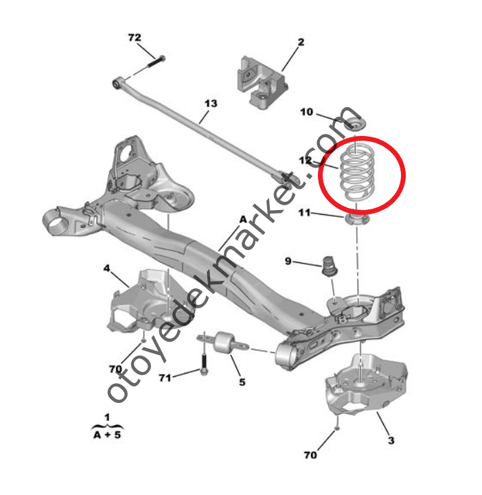 Peugeot 308 (2022-2023) Arka Helezon Yayı (Orijinal)