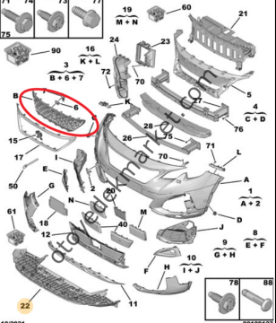 Peugeot 5008 (2017-2020) Ön Tampon Izgarası (Orijinal)