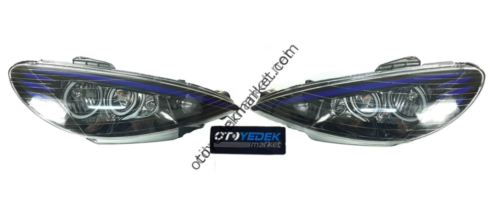 Peugeot 206 (1999-2009) Mavi Ledli İran Modeli Far Takımı