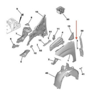 Peugeot Rifter (2019-2025) Ön Çamurluk Üst Bağlantı Desteği (Orijinal)