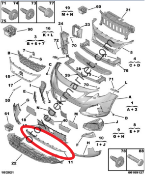 Peugeot 5008 (2017-2020) Ön Tampon Alt Bakalit Spoyler Çıtası (Orijinal)