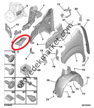 Peugeot Expert Traveller (2017-2025) Sol Ön Çamurluk Davlumbazı (Orjinal)