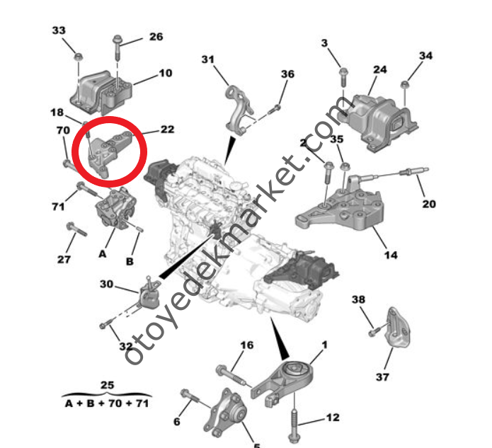 Peugeot Boxer (2020-2023) 2.2 Hdi Sağ Motor Kulak Bağlantı Ayağı (Orijinal)