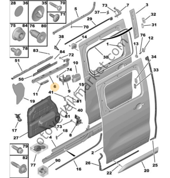 Peugeot Expert (2017-2024) Sağ Sürgülü Kapı Rayı (Orijinal)