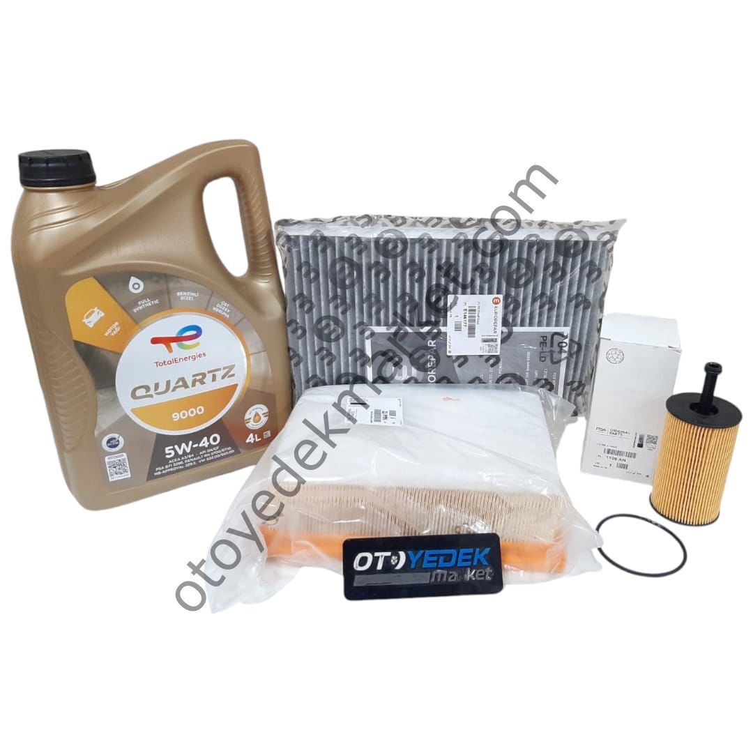 Citroen C4 (2002-2015) 1.4 16v Benzinli Filtre Bakım Seti (Orijinal) Ve 5w40 Motor Yağ