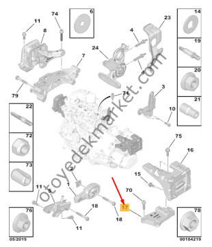 Peugeot 2008 (2013-2019) Şanzıman Üst Takoz Bağlantı Ayağı (Orijinal)