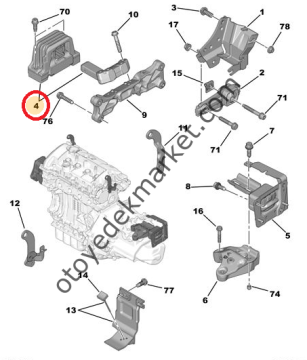 PEUGEOT 207 (2006-2012) 1,4 HDI SAĞ ÜST MOTOR TAKOZU (ORJINAL)