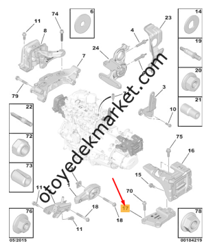 Peugeot 308 (2014-2021) Şanzıman Üst Takoz Bağlantı Ayağı (Orijinal)