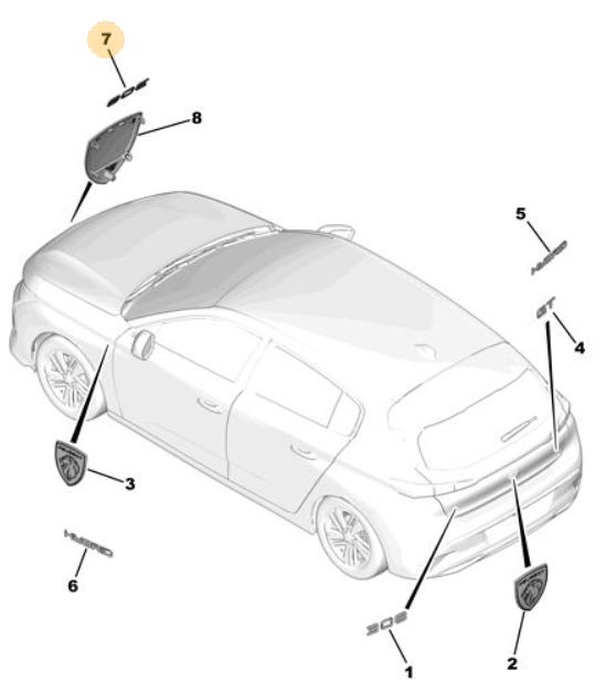Peugeot 308 (2022-2025) Ön ''308'' Yazısı (Orijinal)