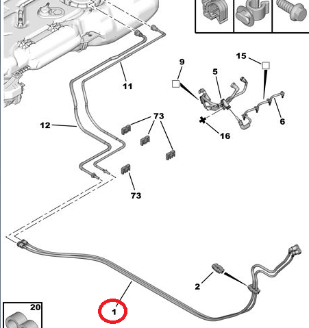 CİTROEN C-ELYSEE (2012-2020) 1.6 HDI YAKIT HORTUMU (ORJİNAL)