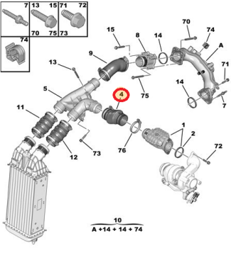 Citroen Berlingo (2012-2018) 1.6 Hdi Turbo Ara Hortumu (İthal)