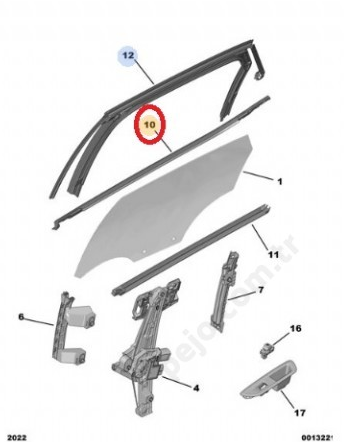 Citroen C4 X (2021-2025) Sol Arka Kapı Cam Dış Sıyırıcı Fitili (Orijinal)