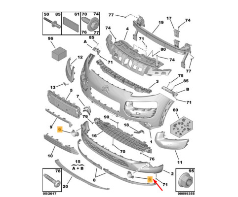 Citroen Cactus (2014-2018) Ön Tampon Sis Far Kapakları Seti (Orijinal)