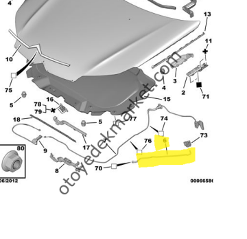 Citroen C5 (2009-2016) Motor Kaput Destek Çubuğu (Orijinal)