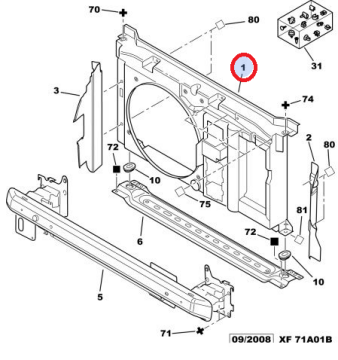 Peugeot 307 (2001-2008) Radyatör Alt Traversi Panel (İthal)