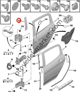 PEUGEOT 308 (2008-2013) SOL ARKA KAPI SÜS BANDI