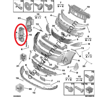 Peugeot 5008 (2021-2023) Ön Tampon Hava Kanal Çerçevesi (Orijinal)