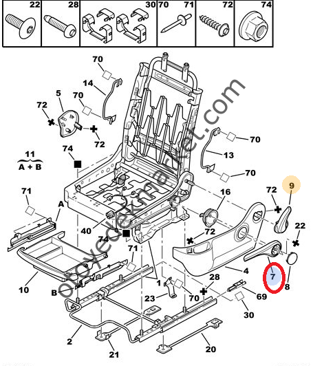 PEUGEOT 307 SOL KOLTUK YÜKSELTİP ALÇALTMA KOLU (ORJİNAL)