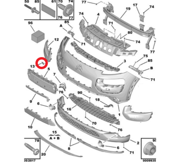 Citroen Cactus (2014-2018) Ön Tampon Çeki Demir Kapağı (Siyah) (Orijinal)