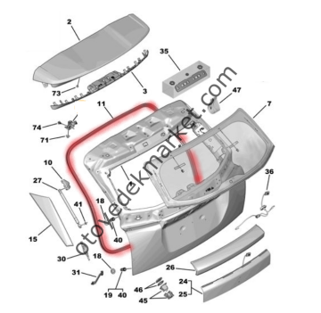 Peugeot 2008 (2020-2023) Arka Bagaj Kapağı Conta Lastik Fitili (Orijinal)