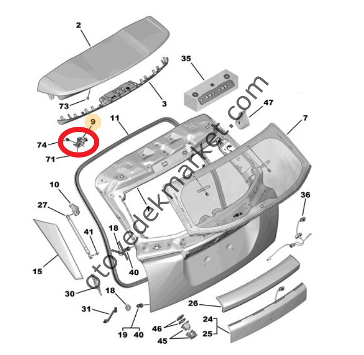 Peugeot 2008 (2020-2023) Arka Bagaj Kapağı Menteşesi (Orijinal)