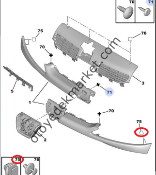 PEUGEOT 206 PANJUR YAN KLİPSİ (ORİJİNAL)