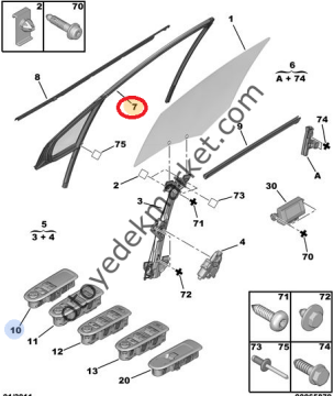 PEUGEOT 308 (2008-2014) SOL ÖN CAM KUMANDA GRUBU (ORJİNAL)