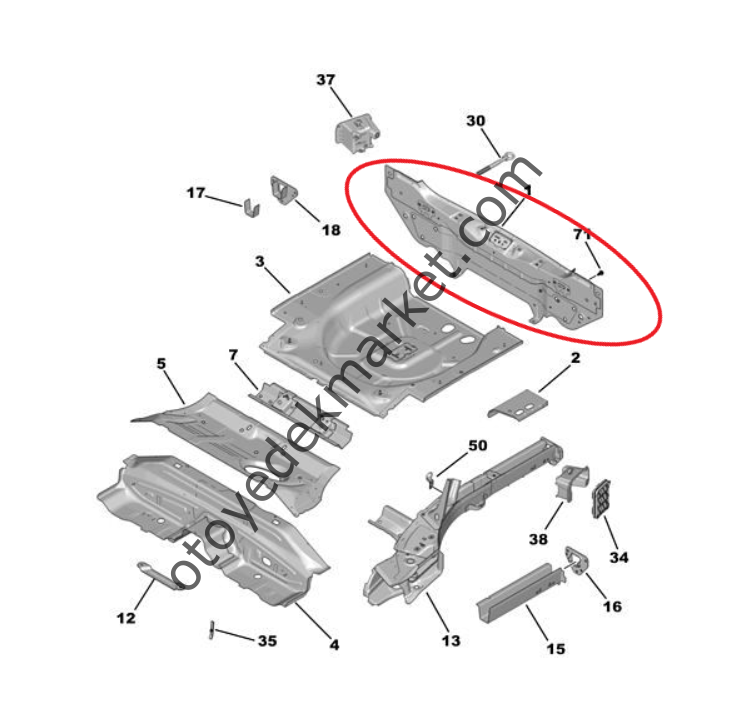 Peugeot 2008 (2020-2023) Arka Panel Sacı (Orijinal)