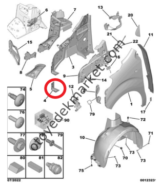 Peugeot Traveller (2017-2024) Sağ Ön Çamurluk Bağlantı Ayağı (Orjinal)