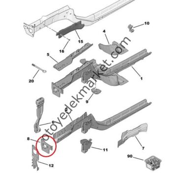 Peugeot 2008 (2020-2023) Ön Sağ Şasi Kolu Ucu Bağlantı Sacı (Orijinal)