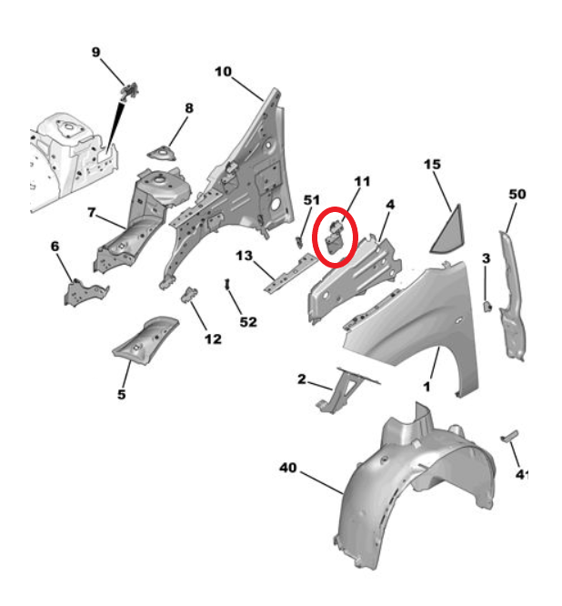 Peugeot Rifter (2019-2025) Kaput Sol Menteşe Ayağı (Orijinal)