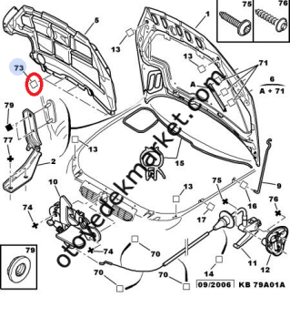 Peugeot 301 Motor Kaput Keçe Klipsi (Orijinal)