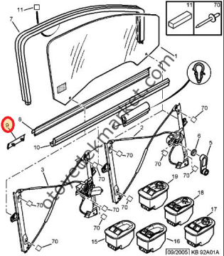 Peugeot 206 Arka Cam Dış Fitil Ucu Sol (Orijinal)