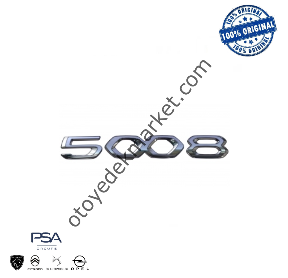Peugeot 5008 (2021-2023) Bagaj Kapağı ''5008'' Yazısı, Krom (Orijinal)